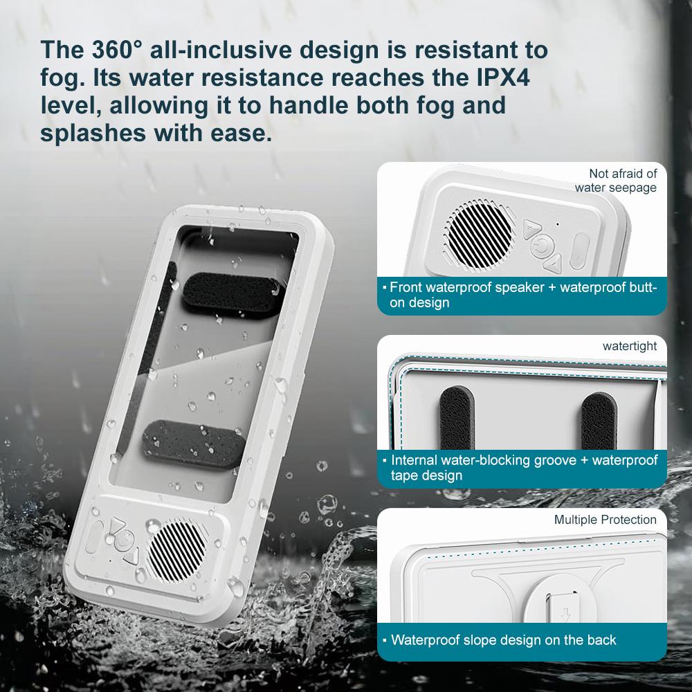 Waterproof Box Speaker Bathroom360°Rotating Touchscreen Bluetooth Speaker forMoviesMusic PhoneHolder Audio Shower TV HolderforSwimming Pool KitchenBathroom Sink -Device
