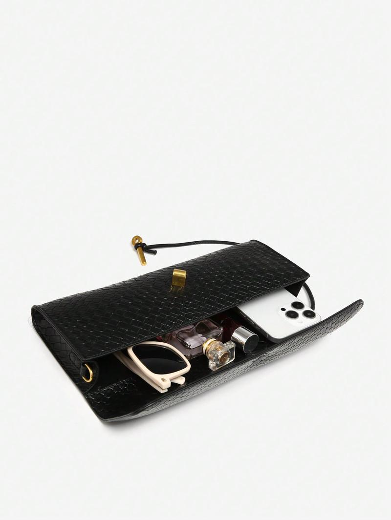 Women Vintage Minimalist Faux Woven Texture Anguera Red Retro Flap Lock Large Capacity Clutch Bag Handbag Shoulder Bag For Evening Parties Daily Wear Fashionable Clutch Bags Party Bags Perfect For Party Wedding Prom Dinner