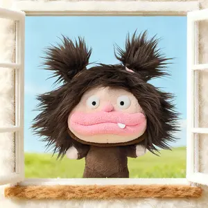 MINISO Funny Cute Plush Toy, Collectible,Cuddly Character with Fuzzy Texture, Cute Stuffed Animal Plush Toy,Funny DIY Hair,Suitable for Kids, Youth, Home Office Decor, and Gift-Giving 9.8"(1PC)