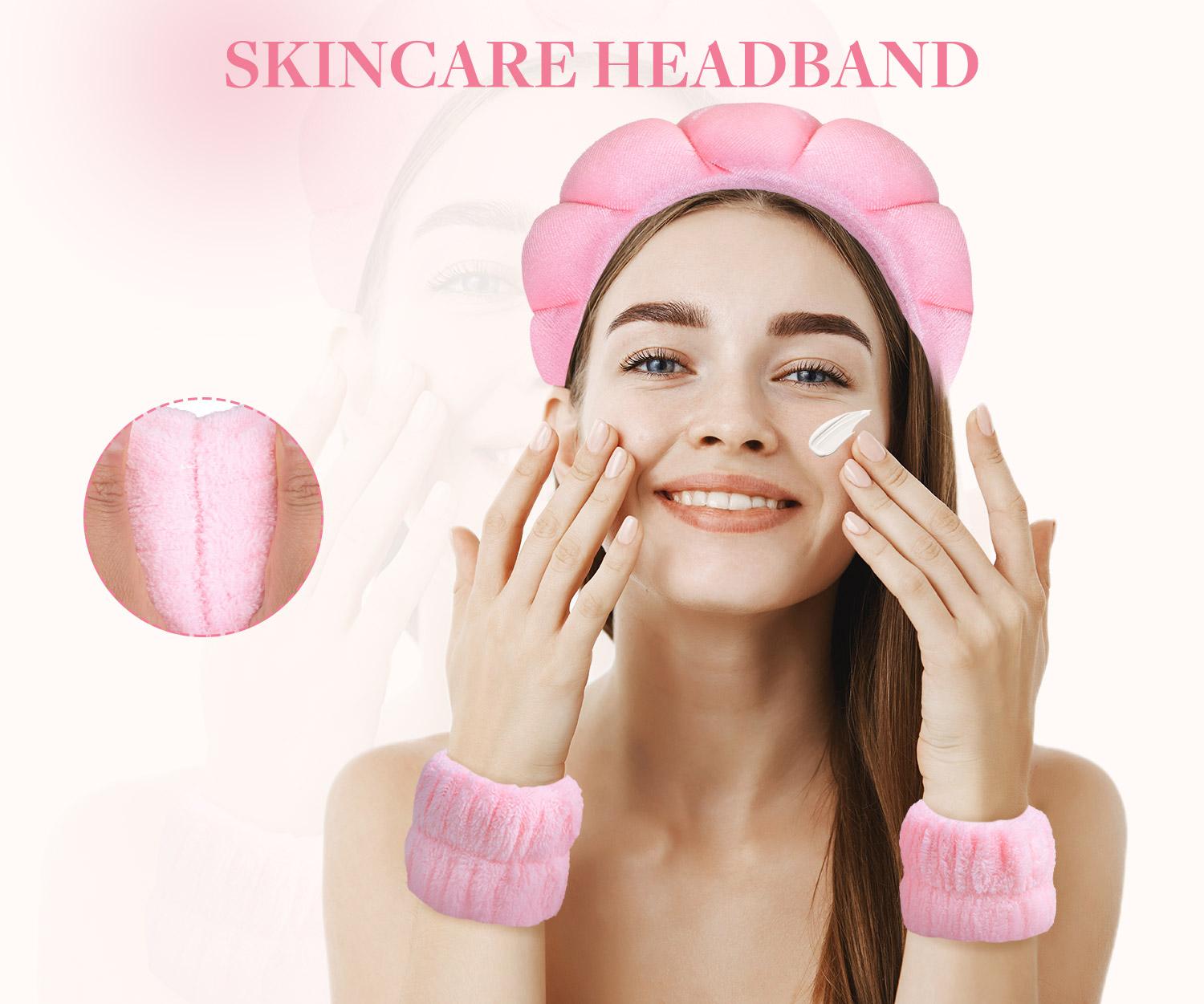 GOOGOO Bubble Skincare Headbands with Face Wash Wristbands for Women and Teen Girl, Spa Headband and Wristband Set,for Makeup and Skin Care#Greenish#TikTokShopSpringGlowUp
