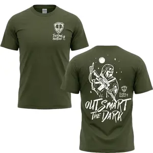 Thermal Hunting Shirt Military Green, Outsmart The Dark Graphic Shirt for Men, Night Predator Hunter Pullover, Tactical Outdoor Fleece Shirt, Gift for Hunting Love