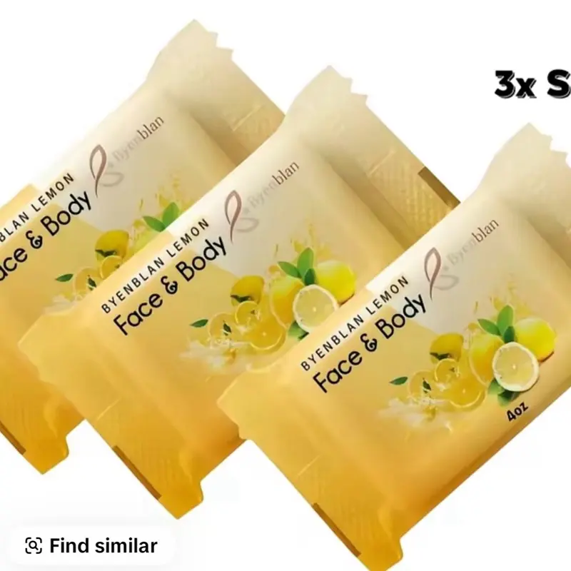 3-Pack Lemon Facial & Body Bar Soaps (100g Each) - Gentle Daily Body Care Cleanser, Suitable for All Skin Types, Facial Body Cleanser
