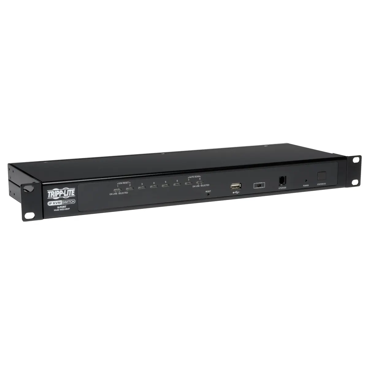 Tripp Lite TRL-B022-U08-IP 1URM Steel Rack Mount KVM Switch - 8-Port, USB, Remote Control, On-Screen GUI, 1600x1200@60hz, 24-Bit Color Depth, 0 to 50 C (32 to 122 F), 6 Ft. USB/PS2 Combo KVM Cable Kits Compatible, Heavy-Duty Rack Accessories Compatible, A