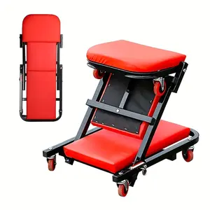 36-inch (approximately 91.4 cm) Z-shaped crawling seat, 300-lb (approximately 149.7 kg) weight capacity garage chair with adjustable rolling and folding functions, equipped with 6 pieces of 2.5-inch (approximately 6.4 cm) wheels