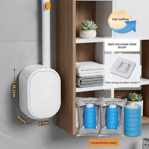 Light & Disposable Toilet Brush Cleaning Set with 24 Refills – All-in-One Holder for Bowl, Urinal, Sink, and Tub