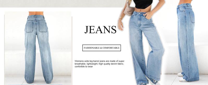 EMMIOL Denim Jeans for Women Y2K 90S 4 Traditional Pockets Loose Fit Baggy Style 90s Brand Casual Denim Pants for Women Streetwear Light Blue Basic Minimalist All Seasons