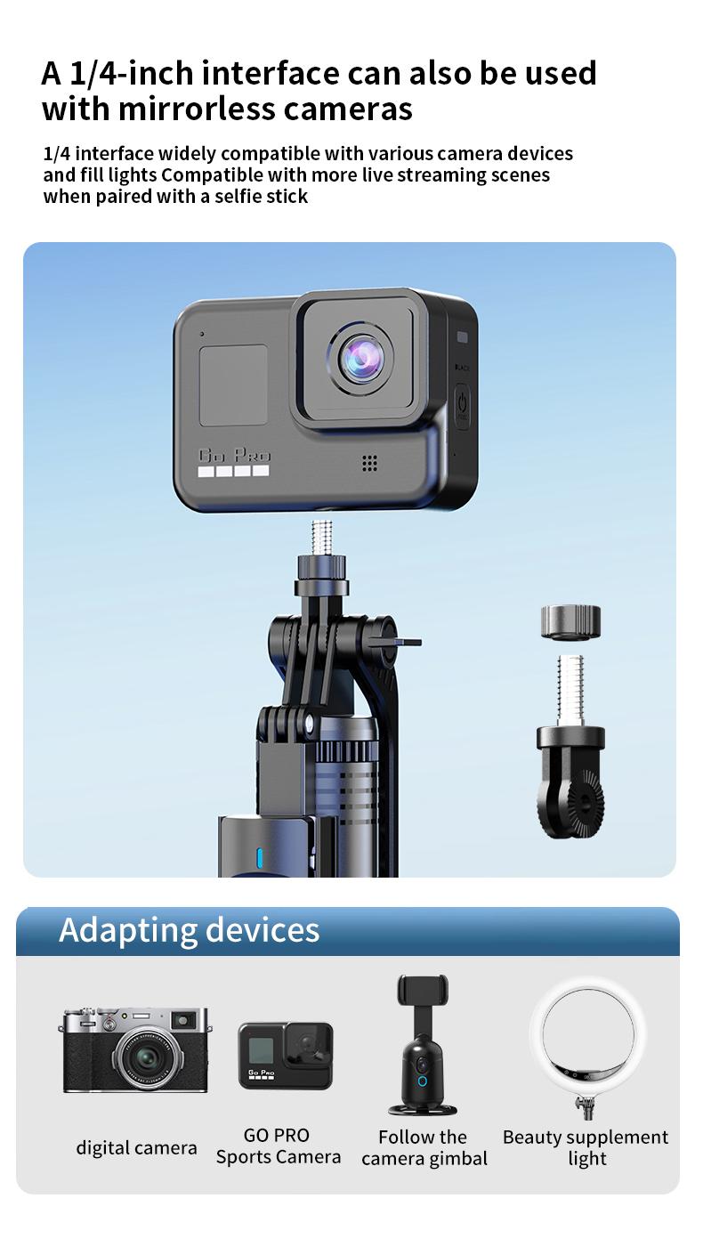 K50 360° Rotating Gimbal Selfie Stick with Tripod, Anti-Shake Stabilizer, Built-in Fill Light, Extendable up to 1.9m