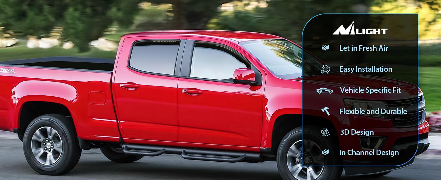 Nilight in Channel Window Deflectors for Chevy Colorado Crew Cab/GMC Canyon Crew Cab 2015 2016 2017 2018 2019 2020 2021 2022 Rain Guards,Vent Window Visors-4pcs Car Accessories Truck Black Vehicle Replacement Automotive Cover dealsforyoudays Nilight in Channel Window Deflectors for Chevy Colorado Crew Cab/GMC Canyon Crew Cab 2015 2016 2017 2018 2019 2020 2021 2022 Rain Guards,Vent Window Visors-4pcs Car Accessories Truck Black Vehicle Replacement Automotive Cover dealsforyoudays