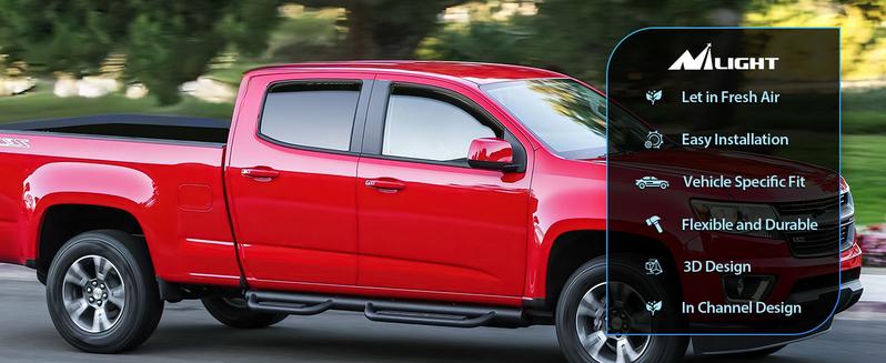 Nilight in Channel Window Deflectors for Chevy Colorado Crew Cab/GMC Canyon Crew Cab 2015 2016 2017 2018 2019 2020 2021 2022 Rain Guards,Vent Window Visors-4pcs Car Accessories Truck Black Vehicle Replacement Automotive Cover  dealsforyoudays