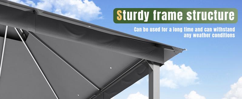 Aoxun Outdoor Gazebo for Patio 10x12 Metal Frame Canopy with Double Roofs Heavy Duty Party Tent Shelter Mosquito Netting Privacy Screen for Backyard Lawn Garden Deck
