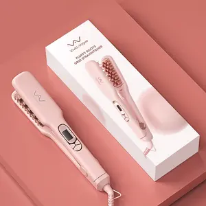 JINRI Volumizing Ceramic Hair Iron, Pumped-Up Volume, Adjustable Temp, 360 ° Tail Rotation, Lasting Hair Volume, for Short Or Thin Hair, Dual Voltage（100-240V）, Pink