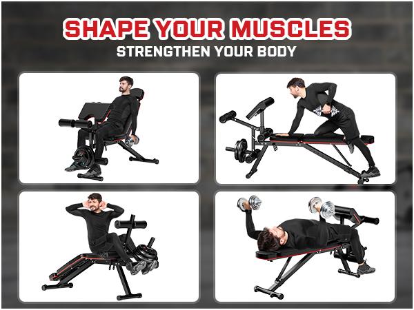 Bearbro 10 Positions Adjustable Weight Bench Workout Bench for Home Gym,Olympic Weight Bench Press for Full Body Workout 900lbs