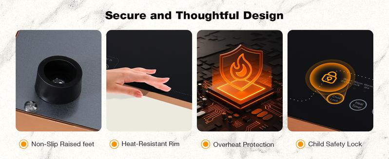 WARMOUNTS Electric Warming Tray - Multi-Size (40"x14", 32"x18", 24"x16") , Temperature Control Food Warmers for Buffets Party with Touch-sensitive Buttons and Timer, Full Surface Tempered Glass Top Heating Food Warming Tray