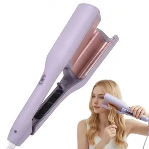 Beach Wave Curling Iron, Deep Waver Hair Tool, Women’s Hair Crimper, Anti-Scald, 1.25 Inch Wavy Curling Iron, Purple