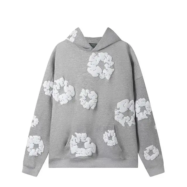 DenimcottonhoodieHoodiecottonhoopjumperSweatshirtBlackwhite-floralwhitestreetfashionquanhoodiehoodierotation