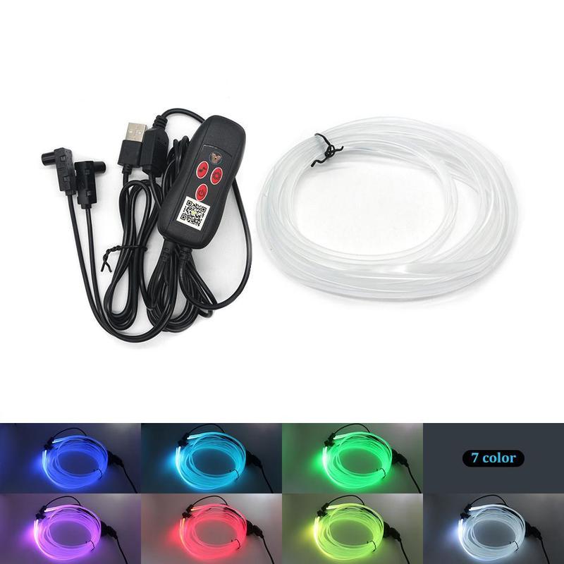 USB Powered Car Interior LED Light, Multiple Color Modes 5M Fiber Ambient Light, Car Interior Decorative Light