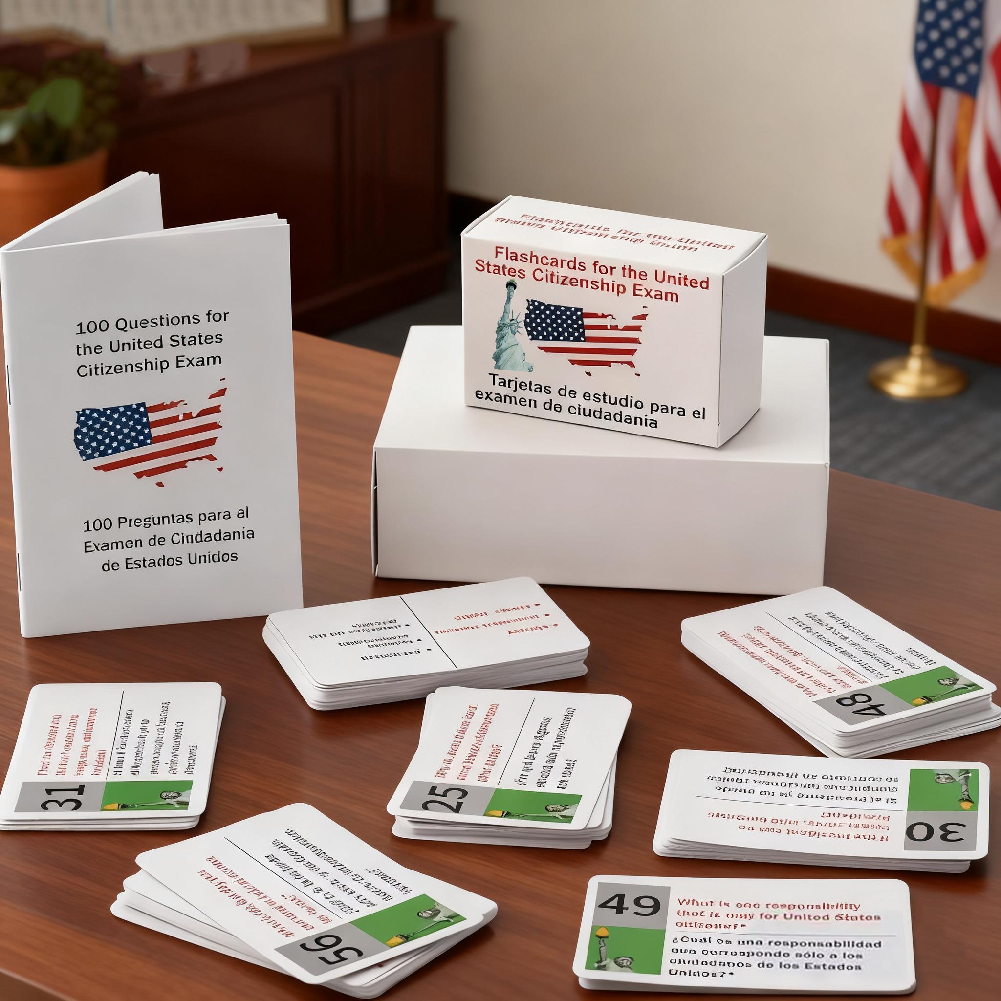 U.S Citizenship Flash Cards 2025 -English/Spanish,Naturalization Study Guide with 100 US Civics Questions & Answers, US Civics Test Flash Cards Combo Set, Set with Bilingual Booklet Flashcards college school supplies