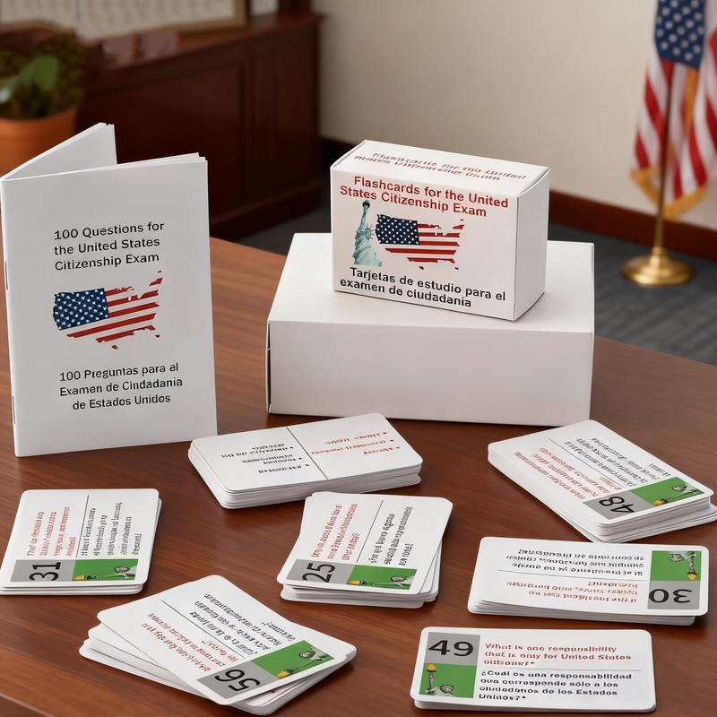 U.S Citizenship Flash Cards 2025 -English/Spanish,Naturalization Study Guide with 100 US Civics Questions & Answers, US Civics Test Flash Cards Combo Set, Set with Bilingual Booklet Flashcards college school supplies U.S Citizenship Flash Cards 2025 -English/Spanish,Naturalization Study Guide with 100 US Civics Questions & Answers, US Civics Test Flash Cards Combo Set, Set with Bilingual Booklet Flashcards college school supplies