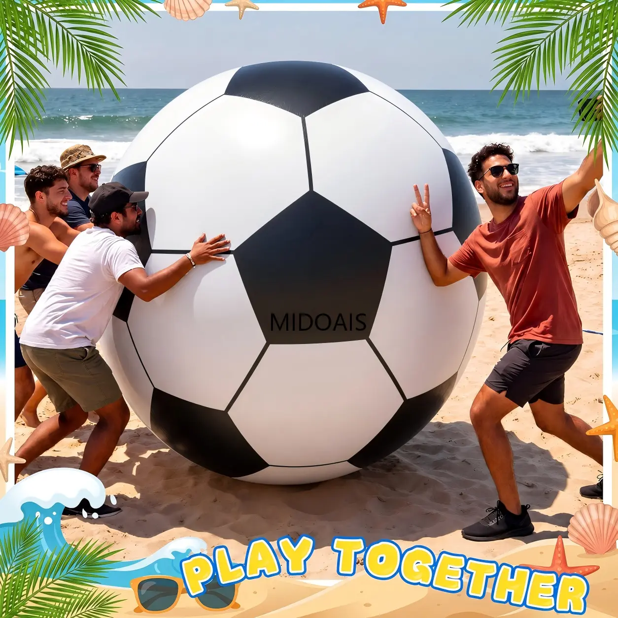 MIDOAIS Giant Pneumatic Soccer Ball - House Decoration Accessory, Backyard Game Boost, Watch Party Supplies for Indoor, Backyard & Pool Use, Sports