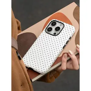 Compatible with iPhone 17 ProMax Black And White Polka Dots Two-In-One Anti-Drop Design For Film Cases Phone Case Suitable For Compatible With Iphone16, 15, 14, 13, 12, 11, PRO MAX.PLUS Shockproof Protector