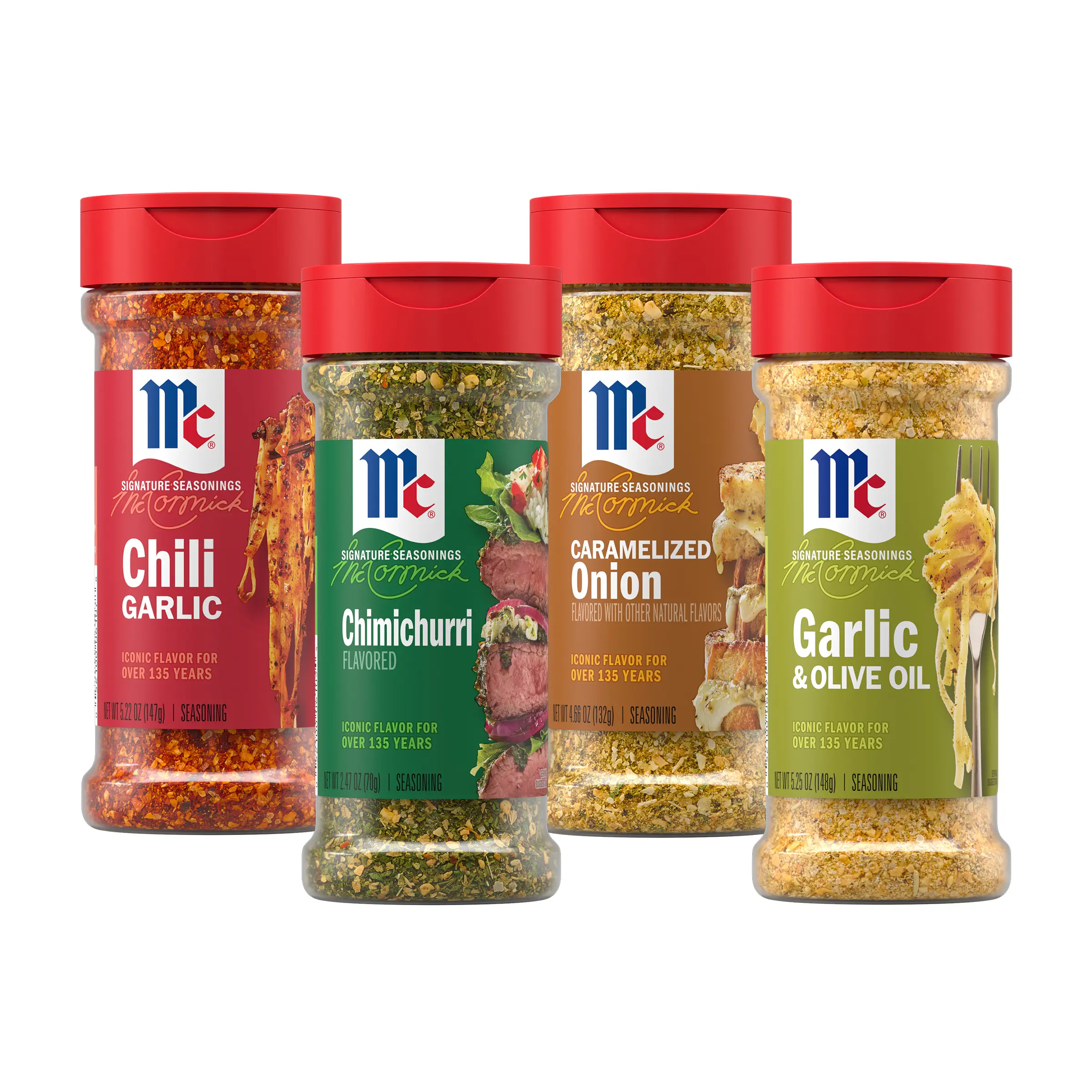 McCormick Signature Seasonings Cooking Blends (Garlic & Olive Oil, Caramelized Onion, Chili Garlic, Chimichurri) Variety Pack