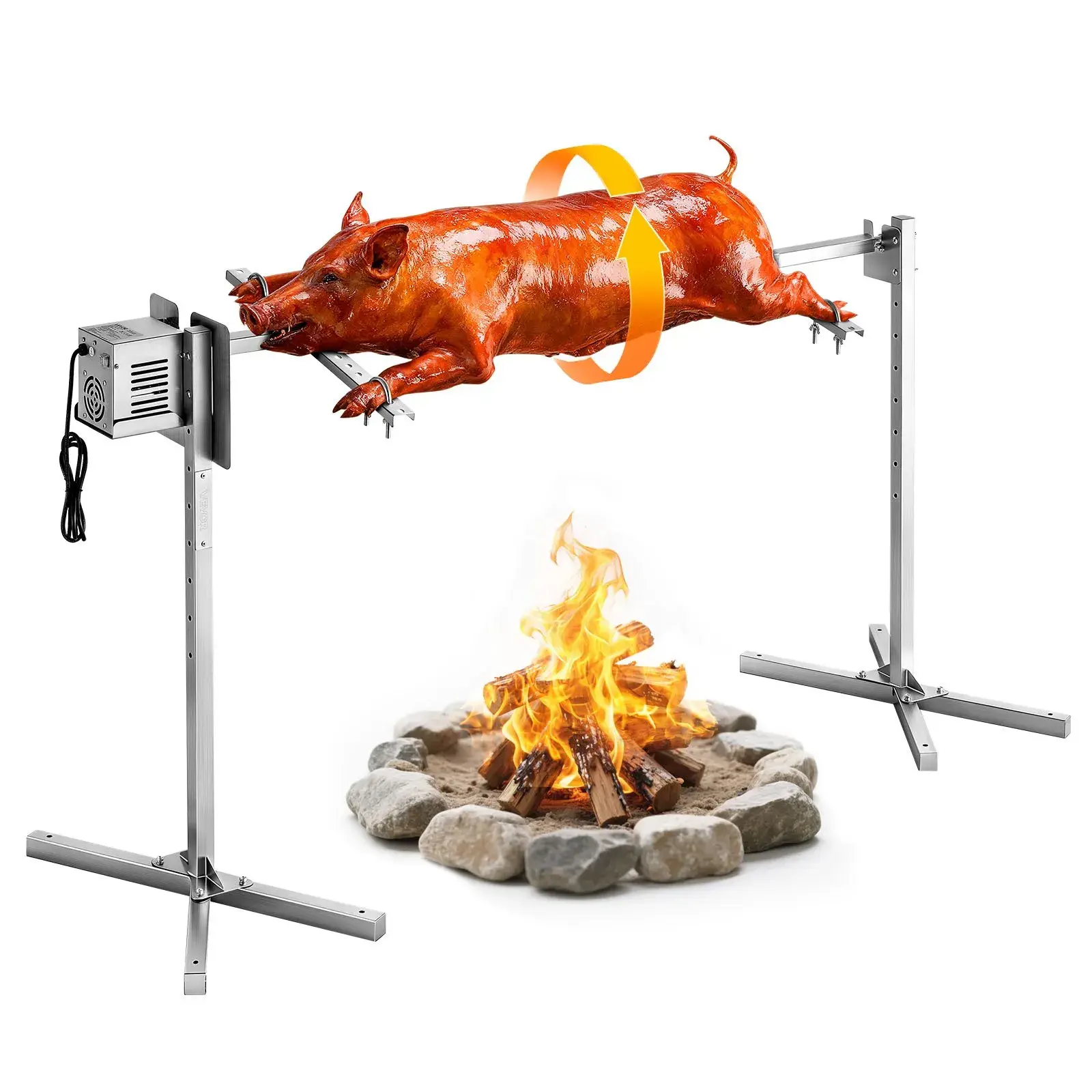 VEVOR Rotisserie Grill, AC120V 8 Level Height Electric Rotisserie Grill Kit, BBQ Grills Rotisseries Kit with 132 lbs Load Capacity, 38W Motor, Stainless Steel Automatic Grilling Kits for Parties