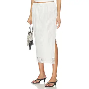 Yuhan Wang Lace Hem Drawstring Skirt in White