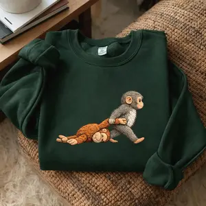 Team Punch Embroidered Sweatshirt, Baby Monkey Punch Shirt, Viral Animal Meme Tee, Cute Monkey Lover Gift