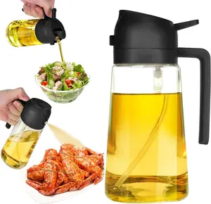Oil Sprayer for Cooking -New 2 in 1 Olive Oil Dispenser Bottle - Food-Grade Oil Mister for Air Fryer, Salads, Frying & BBQ (Black) Utensils Kitchen Modern Kitchenware