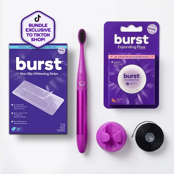 Cosmic Pink Nova Sonic Toothbrush & Whitening Bundle- Includes AAA Battery Sonic Toothbrush,  Wall Mount, Watermelon Mint Aroma Black Expanding Floss