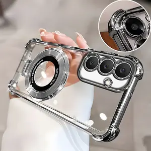 Suitable for [Galaxy S25 Fe] high-end phone case, Electroplated Luxury Clear Phone Case with Ring Stand Holder 4-Corner Shockproof Camera Protective Cover 952