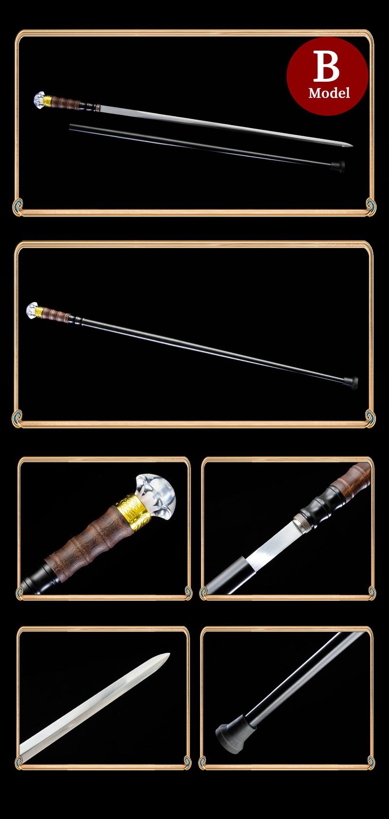 Authentic1060 High Carbon Steel Heat-Tempered Hand-Forged Blue Diamond Scepter - Multifunctional SwordCane With Unique Diamond-Shaped Handle, Stylish &Durable, Fashion Decorative Wand Gent Leman Elegant,Cosplay, The Best Gift