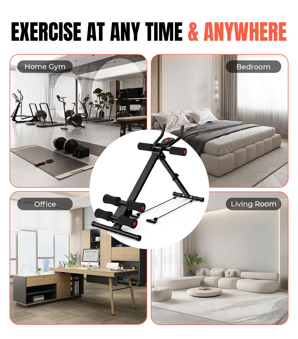 RELIFE REBUILD YOUR LIFE Adjustable Ab Trainer Machine Foldable Ab Workout Equipment for Home Gym, Core & Abs Exercise Machine, Arm Leg Glute Shaper