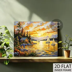 2D Flat, 2D Flat, 1pc 2D Flat Canvas Art Featuring a Wooden Inner Frame, Measuring 30X40Cm Or 12X16 Inches, Perfect for Adding a Touch of Elegance to Your Living Room, Bedroom, Study, Hallway, Office, Or Spa	