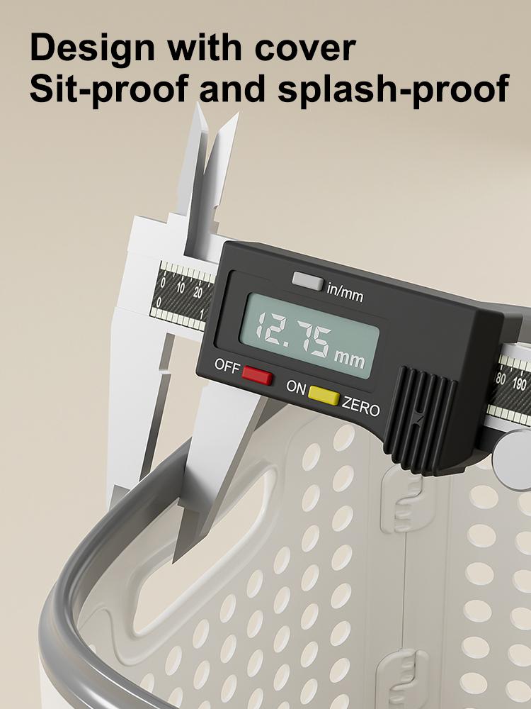 UFORU Laundry basket with wheels, white and gray, ventilated clothes and towel basket, odor-resistant, convenient rolling storage, suitable for dorms, bedrooms, bathrooms, portable laundry basket with lid