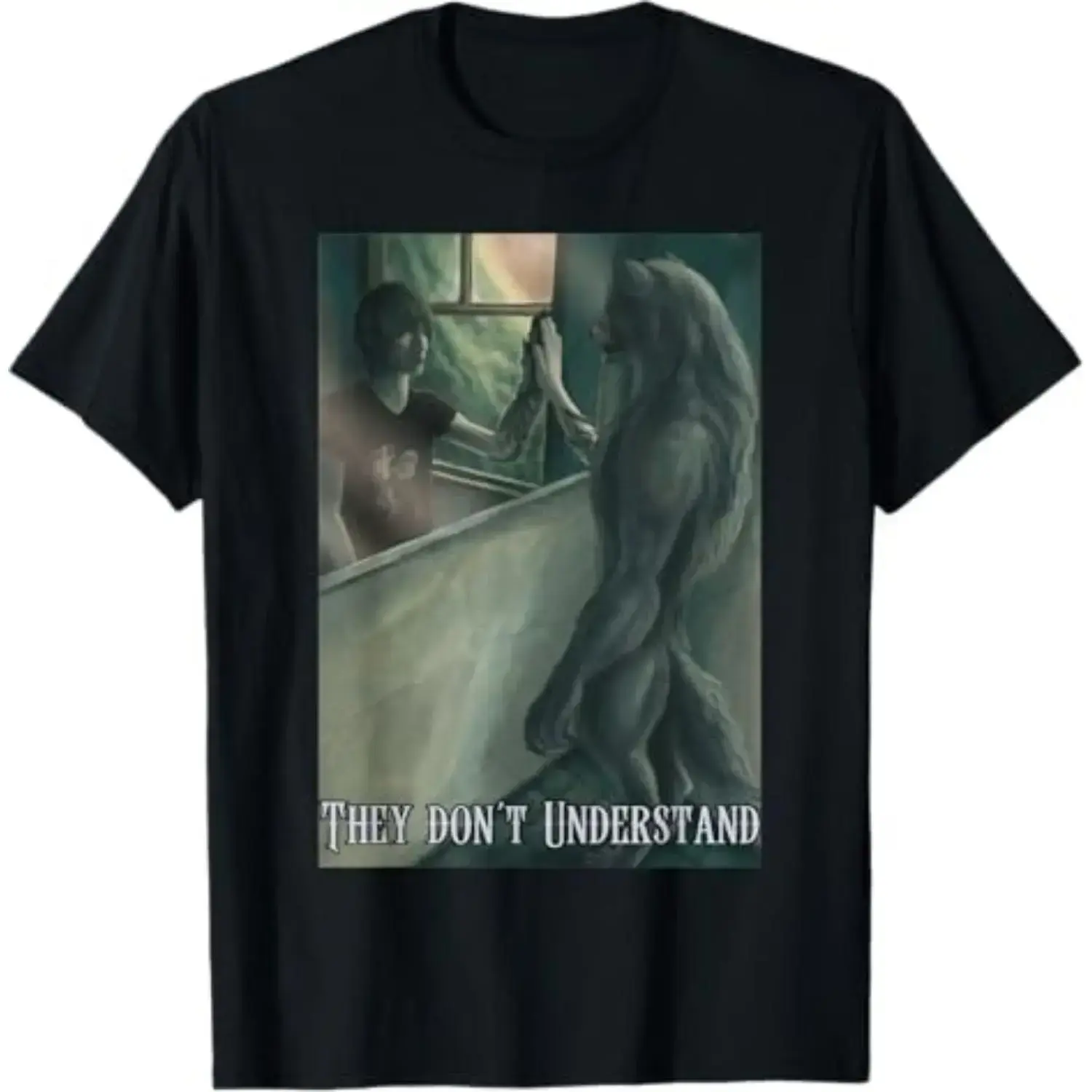 Men's Cotton Short-Sleeve T-Shirt - Menswear Top Clothes, Werewolf Ripping Meme Alpha Wolf Literally Me Design, Shortsleeve