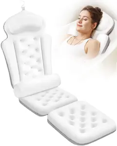 Full Body Bath Pillow for Tub, Thick Bathtub Cushion Mat with Neck, Back & Lumbar Support - Luxury Spa Bathroom Accessories, White