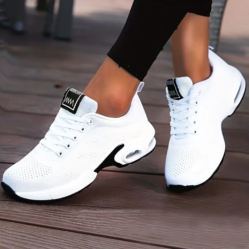Women Air Cushion Comfort Sneakers Flying Woven Shock Absorbing Running Shoes Lace Up Comfortable Outdoor Sports Walking Athletic Gym 2026 All Day Everyday Skate Lightweight Easy On Classic Versatile Seasonal training
