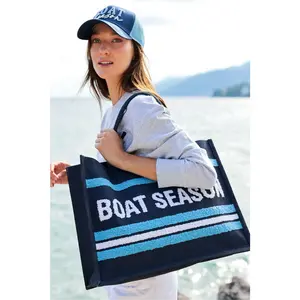 Shiraleah "Boat Season" Navy Beach Bag