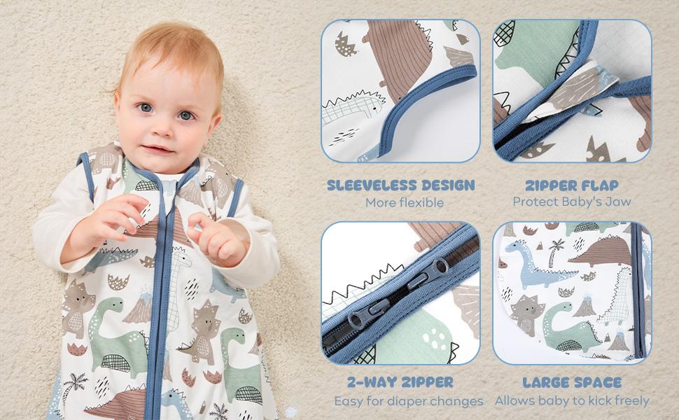 Yoofoss Baby Sleep Sack 0-24 Months Baby Wearable Blanket 100% Cotton 2-Way Zipper TOG 0.5 Toddler Sleeping Sack Lightweight