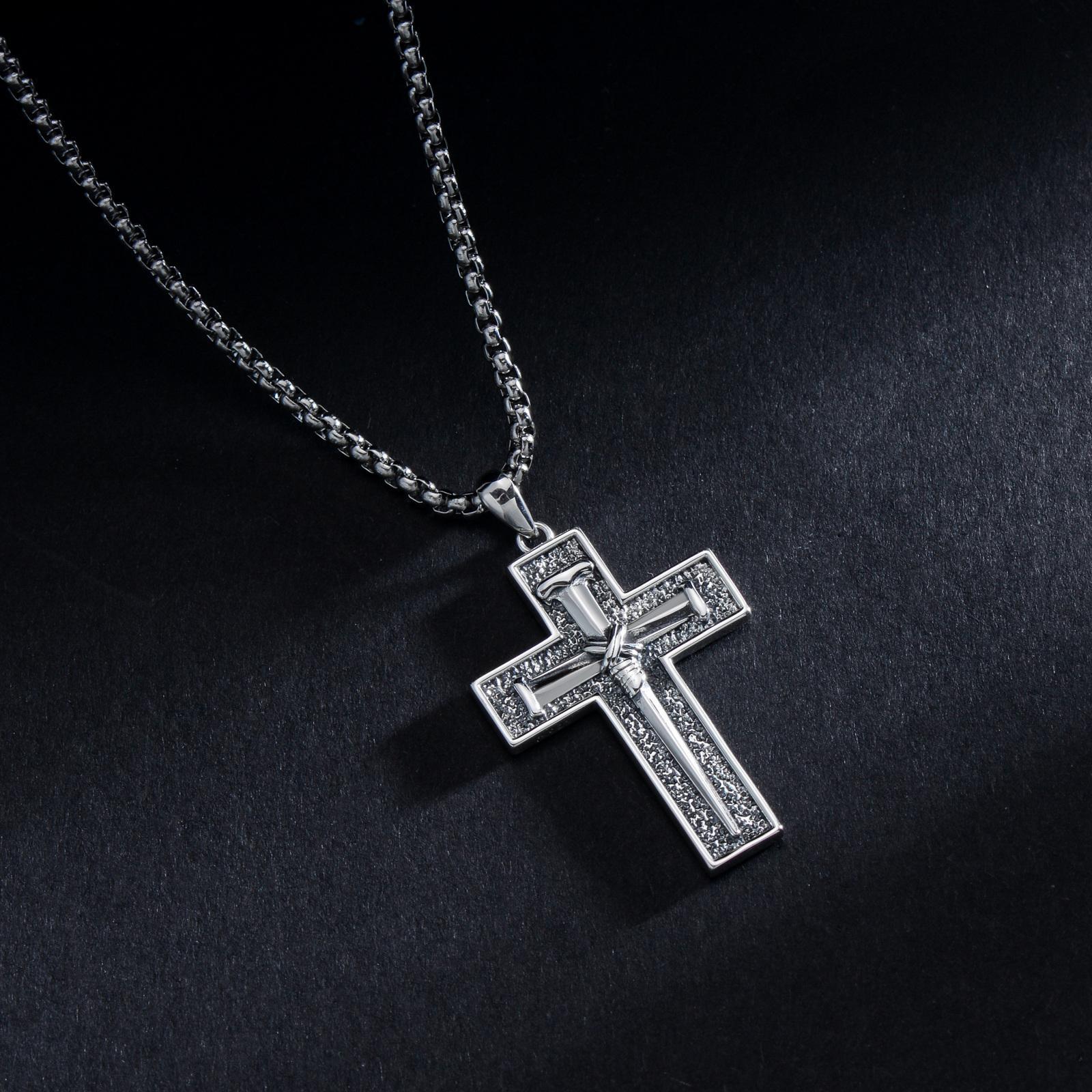 MEIDERBO Three Nail Cross Necklace 925 Sterling Silver 3 Nail Cross Pendant Christian Jewelry Gifts for Men 22+2" Stainless Steel Chain MEIDERBO Three Nail Cross Necklace 925 Sterling Silver 3 Nail Cross Pendant Christian Jewelry Gifts for Men 22+2" Stainless Steel Chain