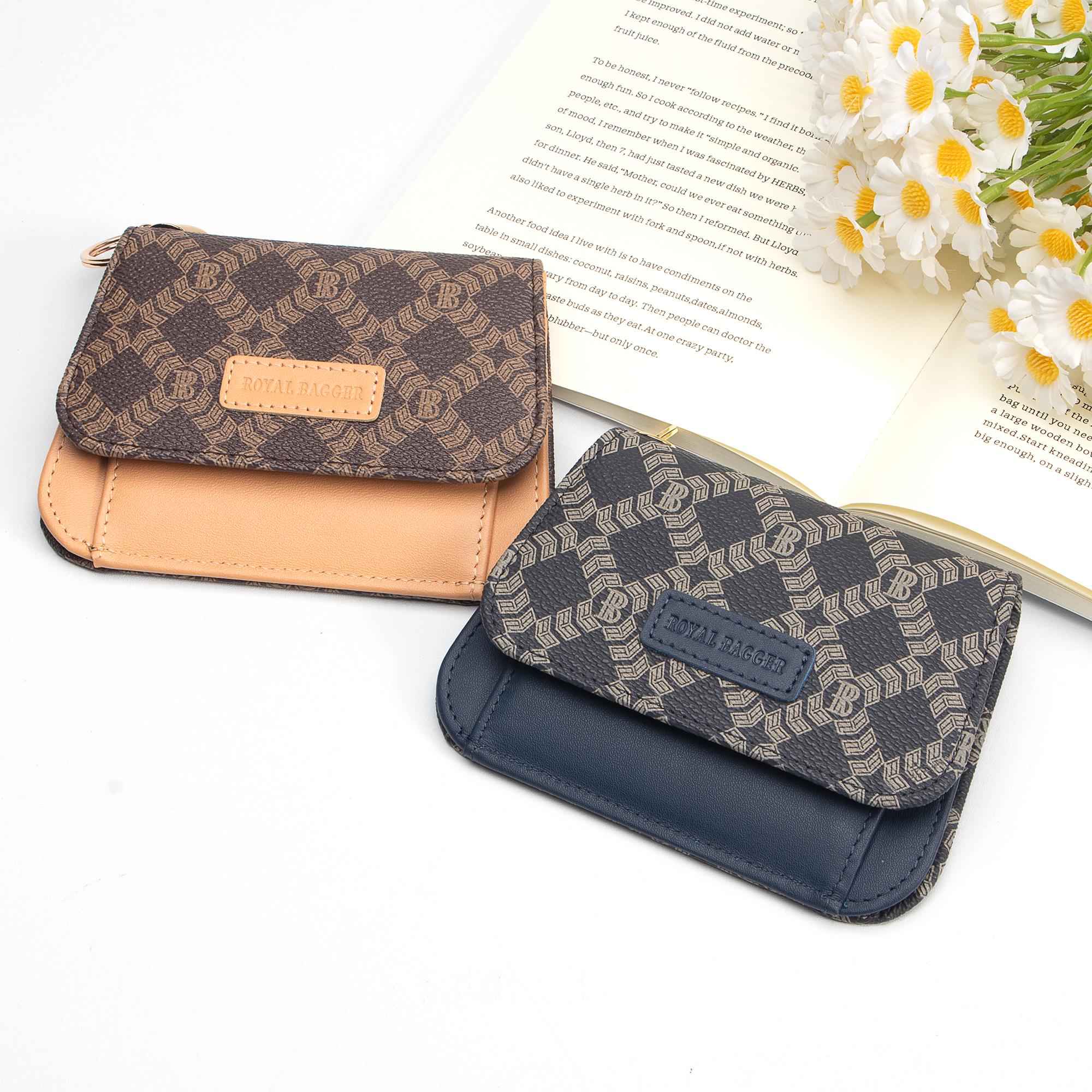 Royal Bagger RFID Short Wallets for Women Genuine Cow Leather Fashion Card Holder with Key Ring Holders Clutch Slim Coin Purse 2443 SpringStatements