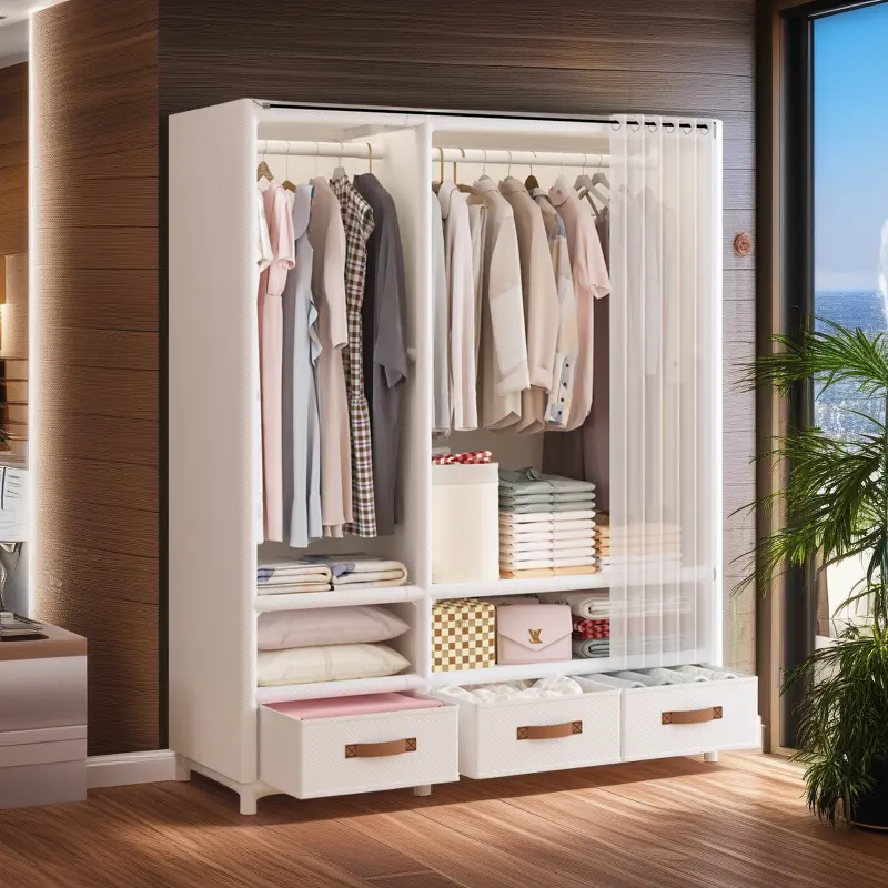 “A budget closet makeover  This Japanese-style portable wardrobe is a total game-changer for small spaces! Closet organization, small apartment, Japanese style room storage organizer durable