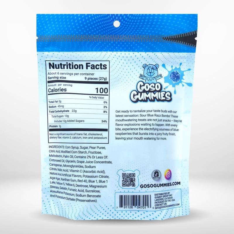 Goso Gummies 18oz Flavor Viral Gushers Bombs Trio – Sour Blue Razz Gushers, Spicy Chamoy Gushers, & Cotton Candy Gushers