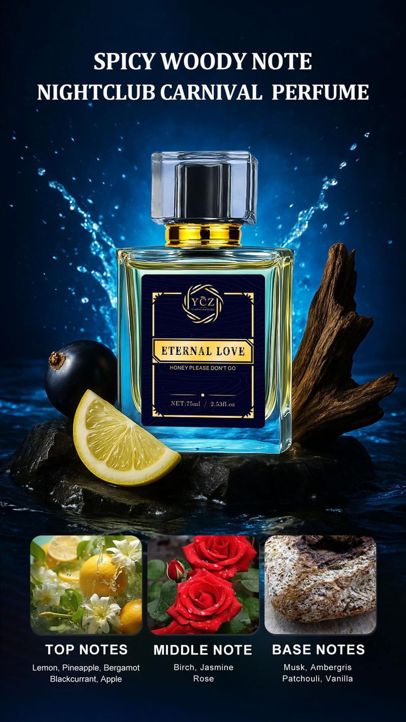 YCZ Men's Premium Cologne Set Eternal Love 75ml & Midnight Marine 50ml Aromatic Woody Scent Long-Effect EDP Unisex Fragrance for Clubbers Perfume Scented Perfume Oil Concentrated Perfume Pack