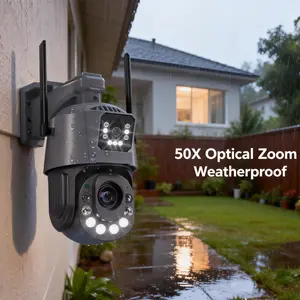 50x Zoom 6MP Dual-Lens Dual-View PTZ Camera 50x Optical Zoom Outdoor WiFi Surveillance 3K Human Detection Wireless Remote CCTV Security System WiFi PTZ Rotating Camera with Wire