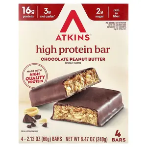 Atkins High Protein Bar, Chocolate Peanut Butter, 4 Bars, 2.12 oz (60 g) Each