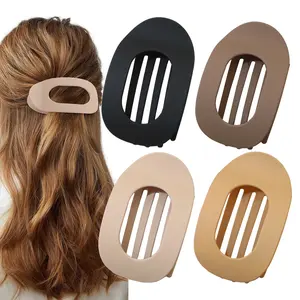 4PCS French Flat Hair Clips for Women Duckbill Hair Clips Round Casual Versatile Solid Colour Lay Down Claw Clamps Clip Simple Elegant for Thick Thin Long Short Hairs