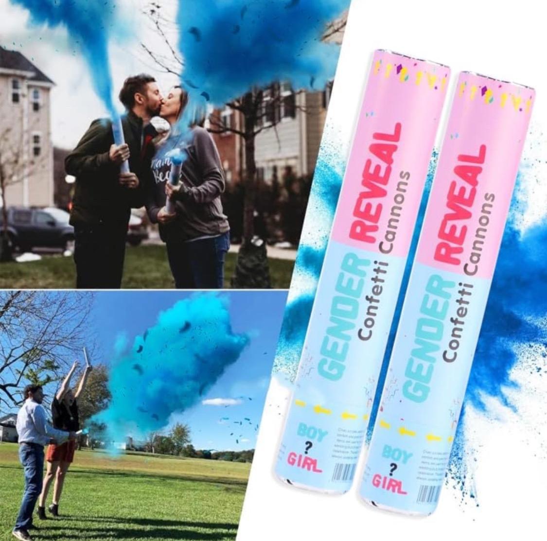 Gender reveal Party celebrations Confetti Powder  ColorfulCannon,12Inch Biodegradable Confetti Poppers 4 Pack Multicolor Party Poppers Confetti Shooters, Air Compressed Party Poppers for Graduation New Years Eve Birthday Wedding Indoor and Outdoor Burst