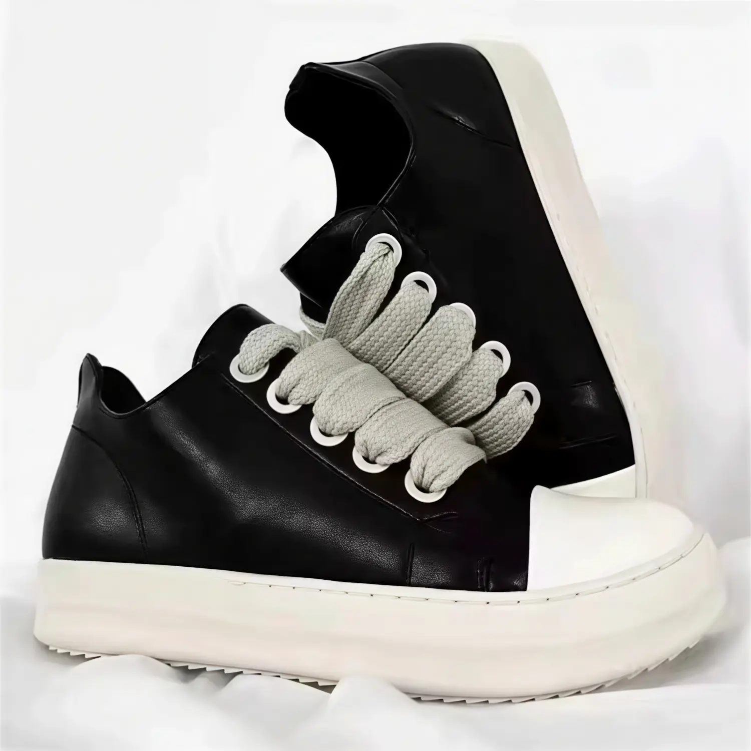 Women's Chunky Platform Sneakers, Minimalist PU Leather Low Ankle Trainers with Thick Laces, Comfortable Casual Walking Shoes, Lifestyle Shoe Trainer, Less Than Ankle, Sneakers For Women, Platform Design, Lace-Up, Footwear, Athletic, Women's Shoes